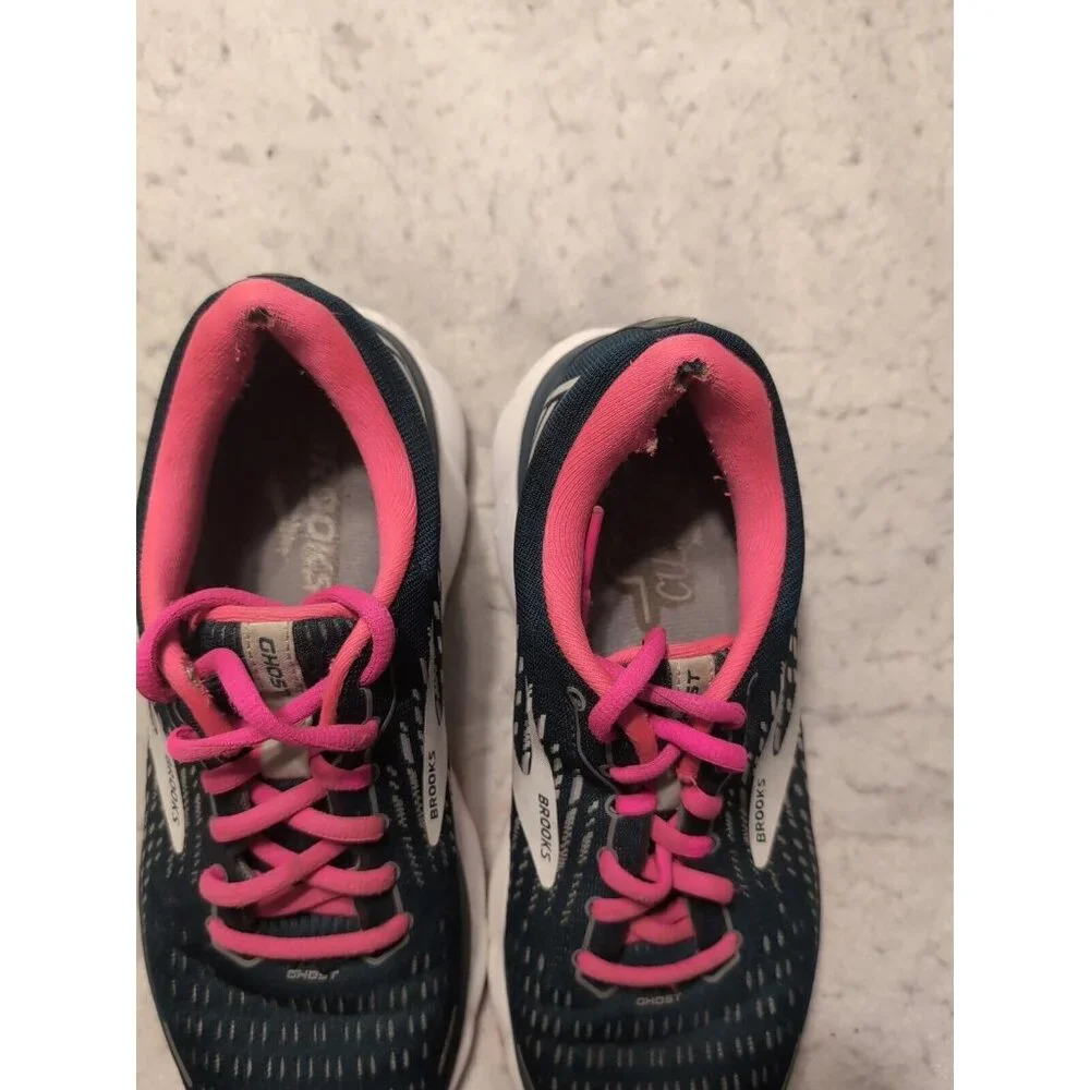 BROOKS WOMENS GHOST 13 1203381B391 REFLECTIVE POND/PINK/ICE RUNNING SHOES Size 7 - Picture 5 of 11